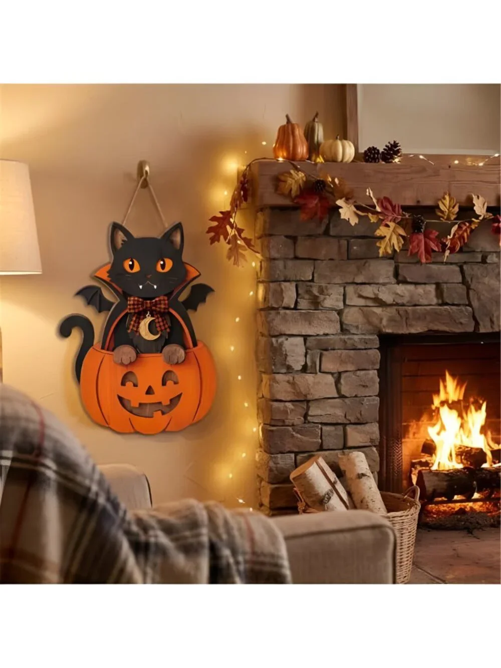 Black Cat Halloween Decor Halloween Door Sign Vampire Cat Door Decoration